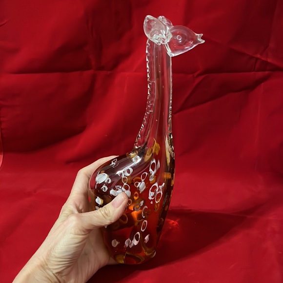 Blown 11” tall Murano glass giraffe, ginger color - Picture 8 of 9